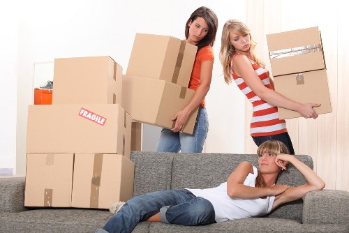 Professional moving team following health and safety procedures